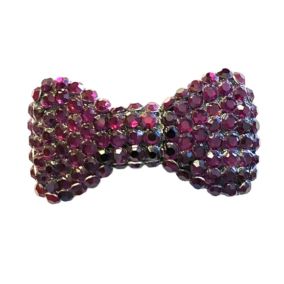 Crystal & Beaded Bow Barrette Duo